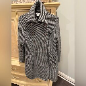 Women's Black and White Herringbone Coat